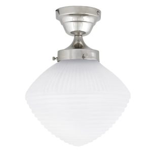 Taklampa ALFRED, nickel/frostat glas